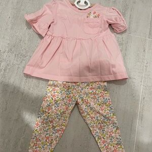 Carter's Pink Top with Floral Embroidery